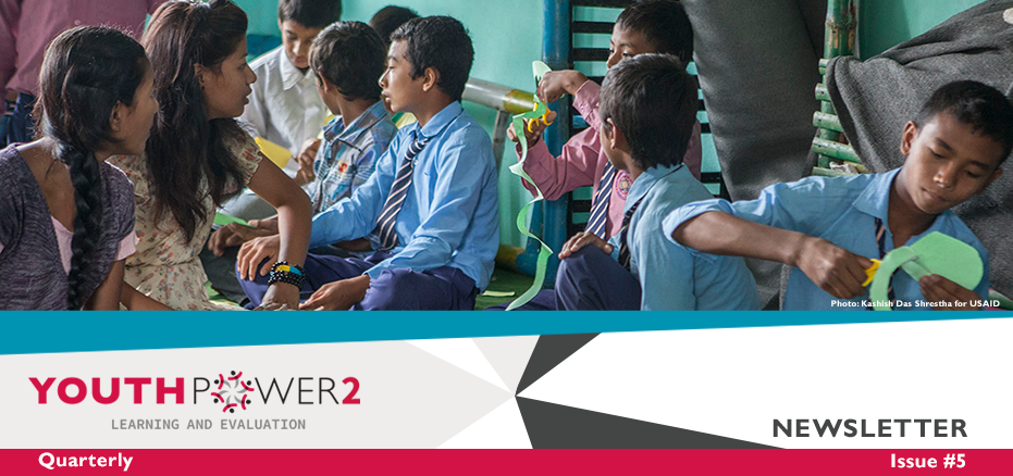 Newsletter header for Issue #5 featuring children in a classroom