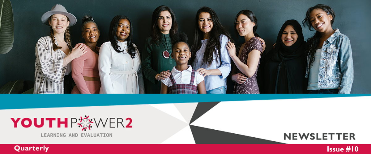 ​​YP@LE Newsletter header for Spring 2023 featuring nine women and girls .