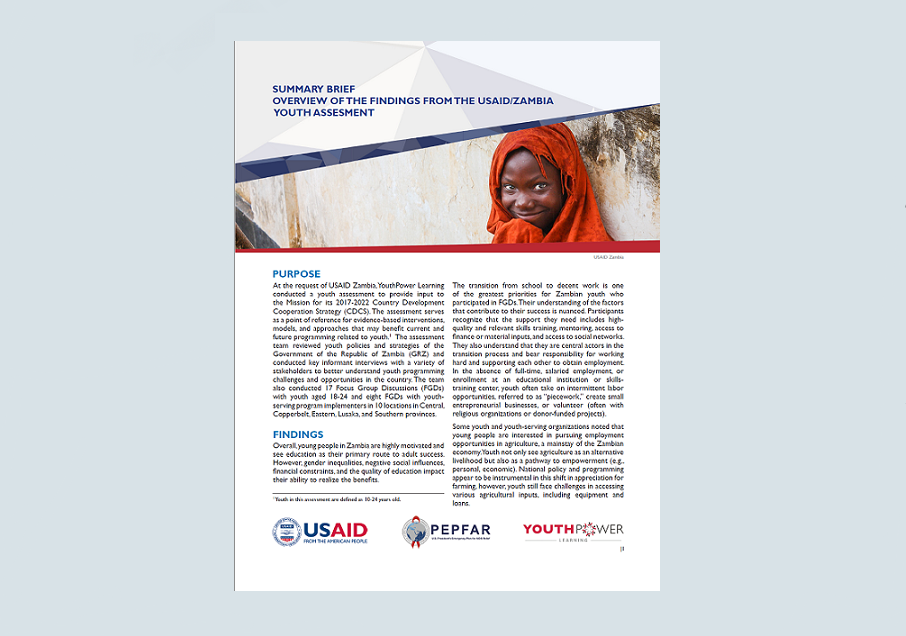 Summary Brief: Overview of the Findings from the USAID-Zambia Youth Assessment